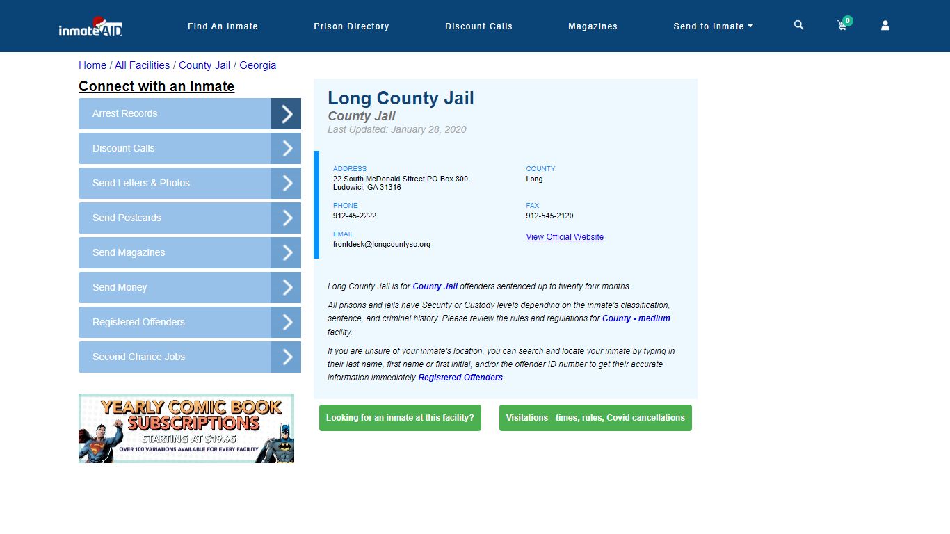 Long County Jail - Inmate Locator - Ludowici, GA